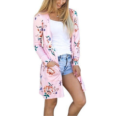 Summer Coat Woman Kimono Jacket Casual Floral Cardigans Jackets Long Sleeve Loose Coat Tops Tee Tunic Mujer Femme 2019