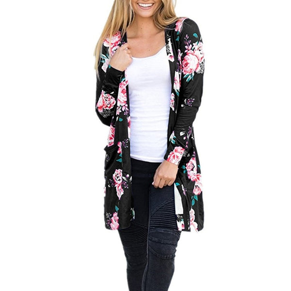 Summer Coat fashion Woman Kimono Jacket Casual Floral print Cardigans Jackets Long Sleeve Loose Coat Tops Tee Tunic Mujer Femme