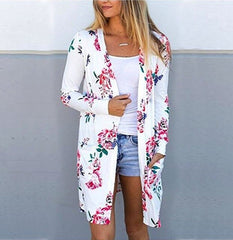 Summer Coat fashion Woman Kimono Jacket Casual Floral print Cardigans Jackets Long Sleeve Loose Coat Tops Tee Tunic Mujer Femme